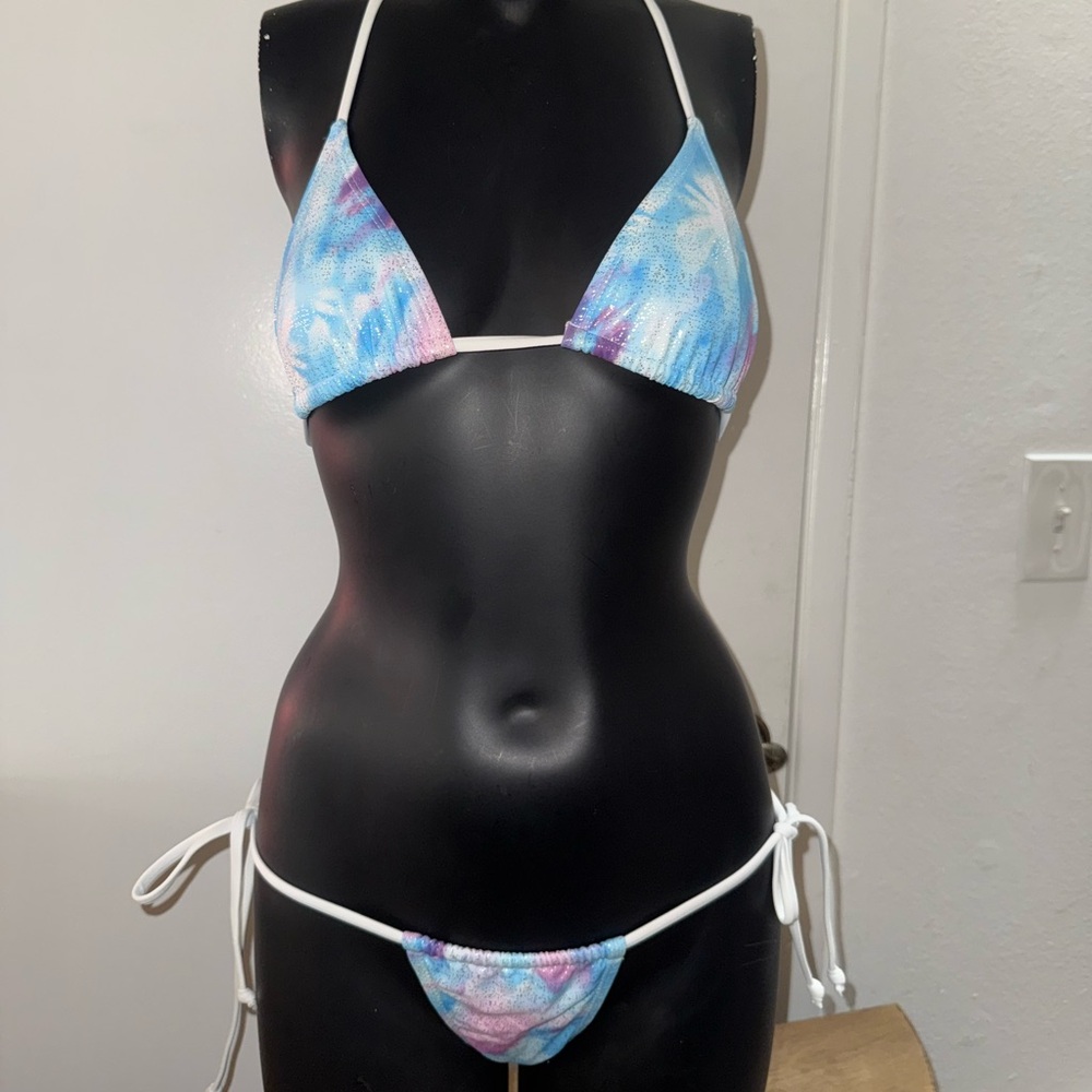 Source Unknown Blue and Pink Bikini Set